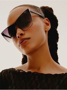 Quay Australia Oversized Black Frame Sunglasses with Smoky Lenses
